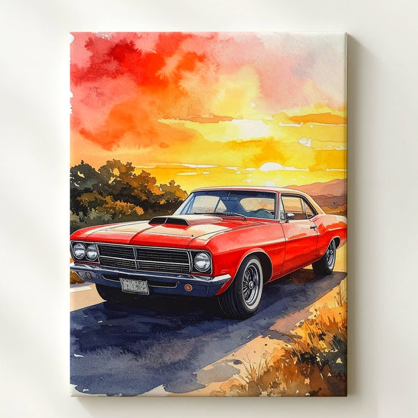 1969 Pontiac GTO Classic Car Canvas – Watercolor American Muscle Art - Gifitto