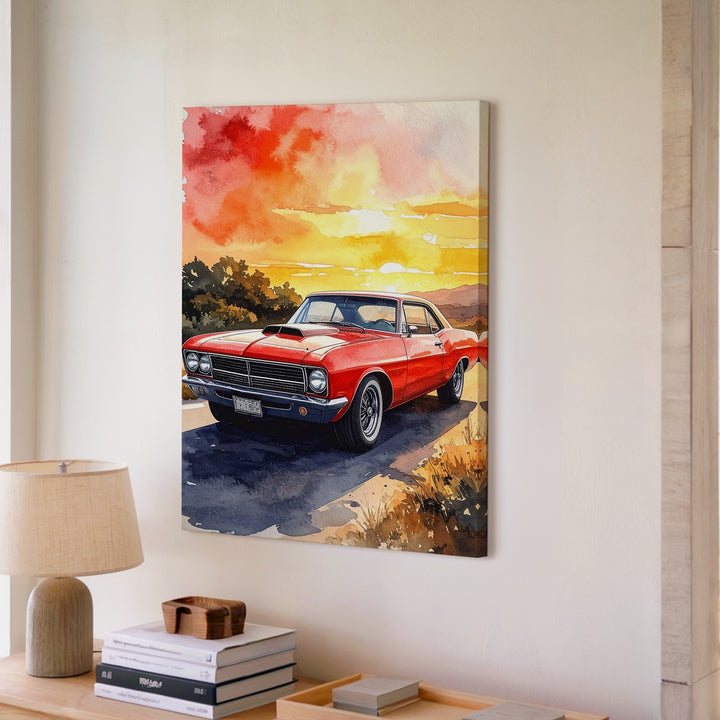 1969 Pontiac GTO Classic Car Canvas – Watercolor American Muscle Art - Gifitto