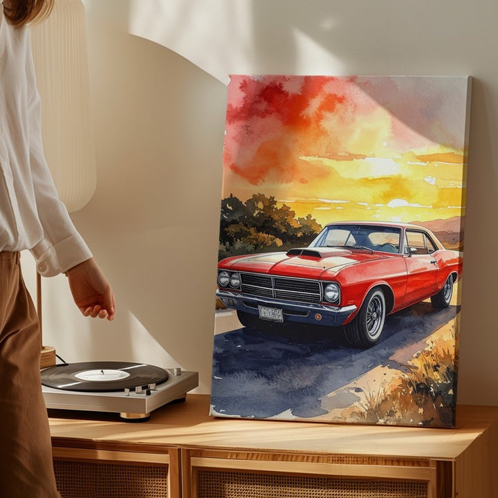 1969 Pontiac GTO Classic Car Canvas – Watercolor American Muscle Art - Gifitto
