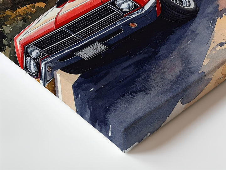 1969 Pontiac GTO Classic Car Canvas – Watercolor American Muscle Art - Gifitto