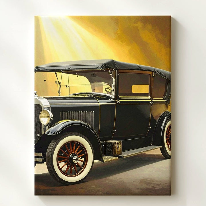 Vintage Ford Model A Canvas – Classic Black and Beige Car Art - Gifitto