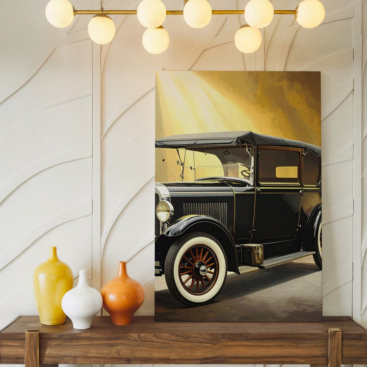 Vintage Ford Model A Canvas – Classic Black and Beige Car Art - Gifitto