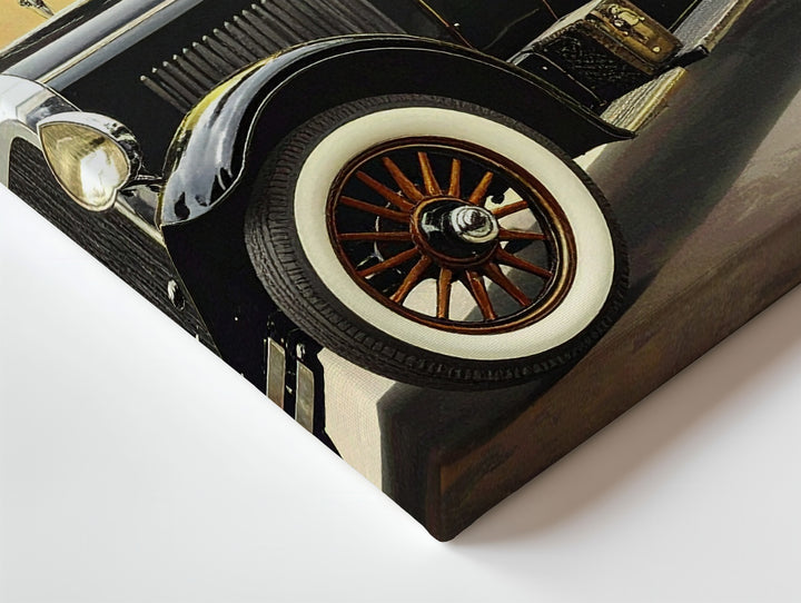 Vintage Ford Model A Canvas – Classic Black and Beige Car Art - Gifitto