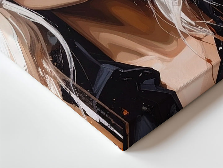 Abstract Western Woman Canvas – Bold Portrait in Cowboy Hat & Expressive Brushstrokes - Gifitto