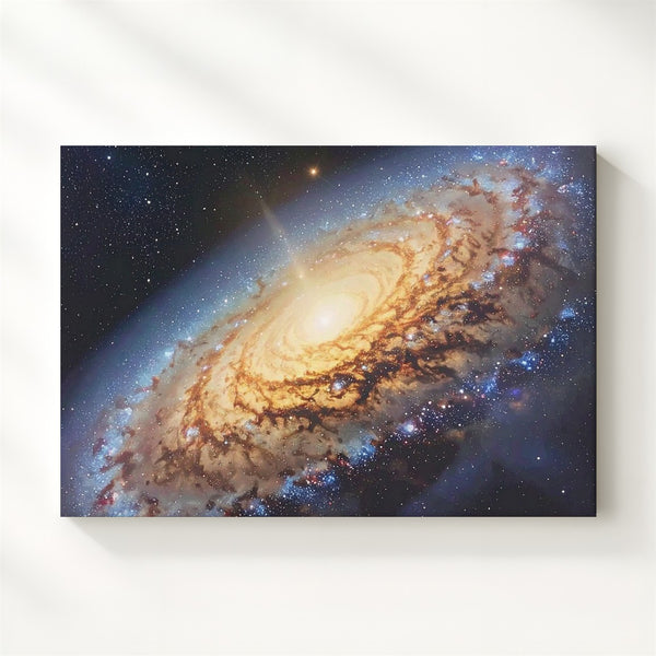 Golden Core Galaxy Canvas – Close-Up Spiral View with Dust & Starlight - Gifitto