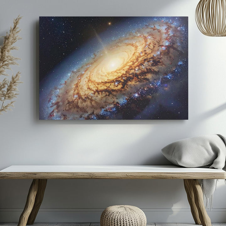 Golden Core Galaxy Canvas – Close-Up Spiral View with Dust & Starlight - Gifitto