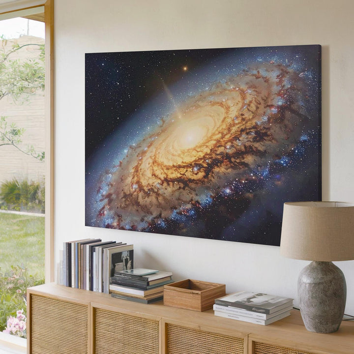 Golden Core Galaxy Canvas – Close-Up Spiral View with Dust & Starlight - Gifitto