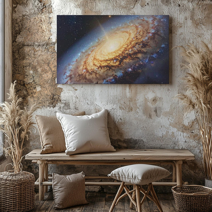 Golden Core Galaxy Canvas – Close-Up Spiral View with Dust & Starlight - Gifitto