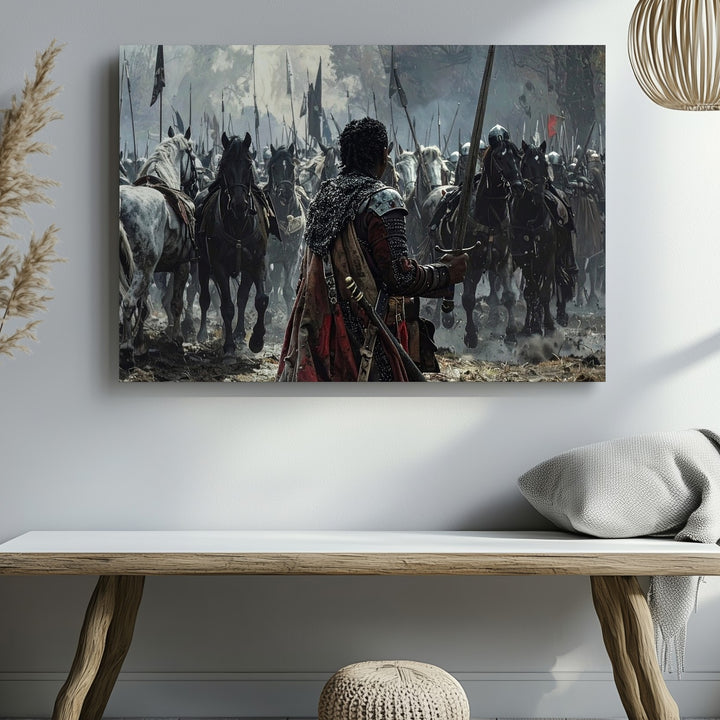 Last Stand Canvas – Epic Warrior vs. Cavalry Charge Wall Art - Gifitto