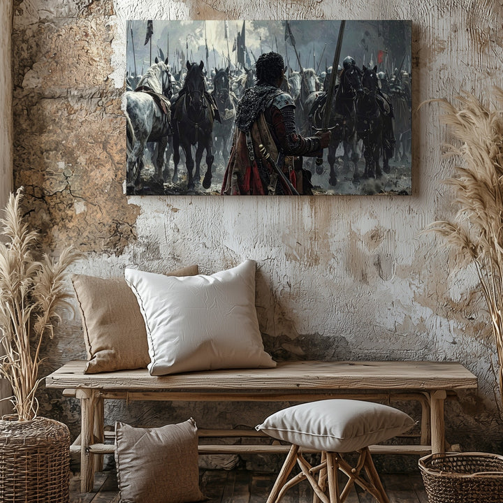 Last Stand Canvas – Epic Warrior vs. Cavalry Charge Wall Art - Gifitto