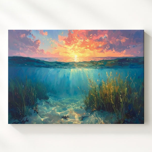Sunset Mirror Canvas – Panoramic Ocean View Above and Below - Gifitto