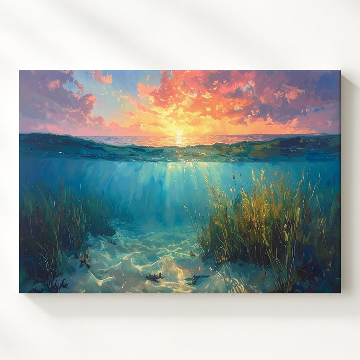 Sunset Mirror Canvas – Panoramic Ocean View Above and Below - Gifitto