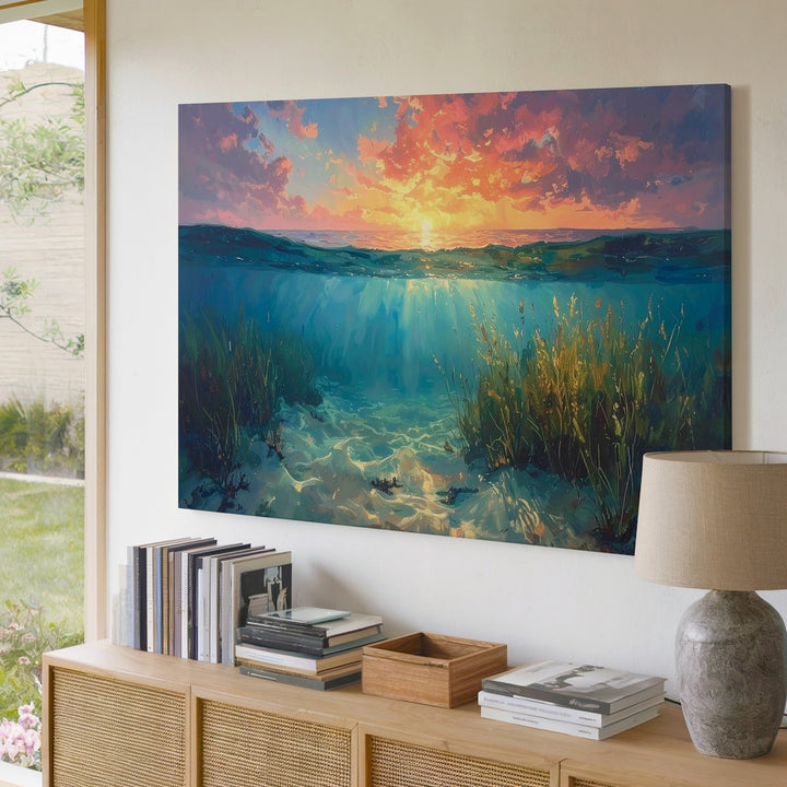 Sunset Mirror Canvas – Panoramic Ocean View Above and Below - Gifitto