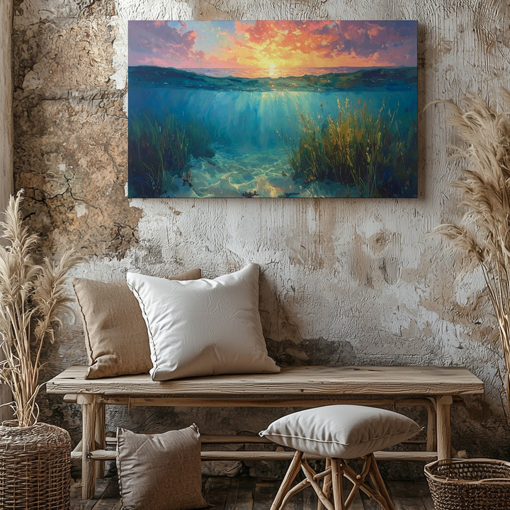 Sunset Mirror Canvas – Panoramic Ocean View Above and Below - Gifitto