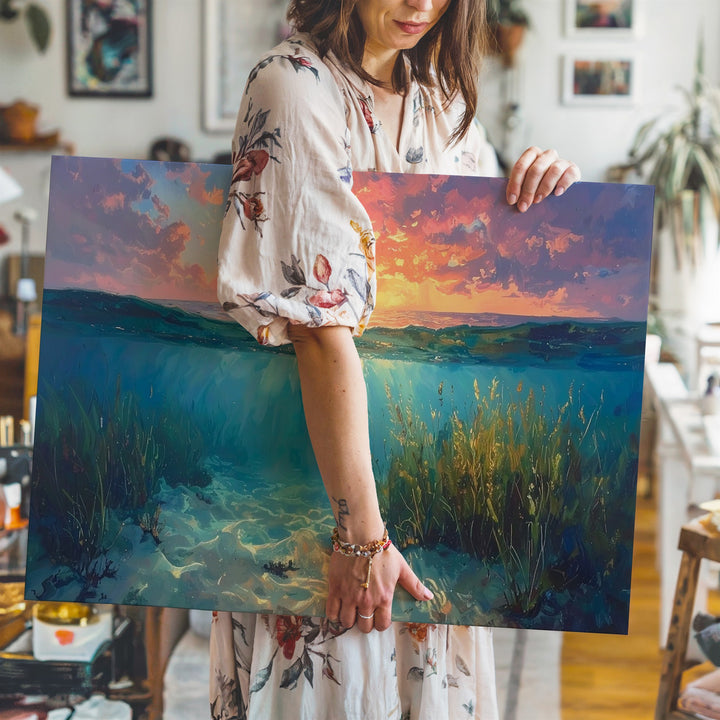 Sunset Mirror Canvas – Panoramic Ocean View Above and Below - Gifitto