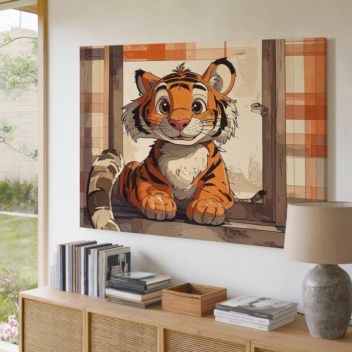 Playful Tigger Character Canvas – Vintage Nursery Wall Art - Gifitto