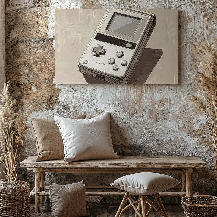 Retro Handheld Console Canvas – Minimalist Game Boy-Inspired Wall Art - Gifitto