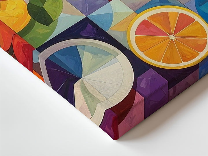 Geometric Fruit Harmony Canvas – Mid-Century Abstract with Citrus Motifs - Gifitto