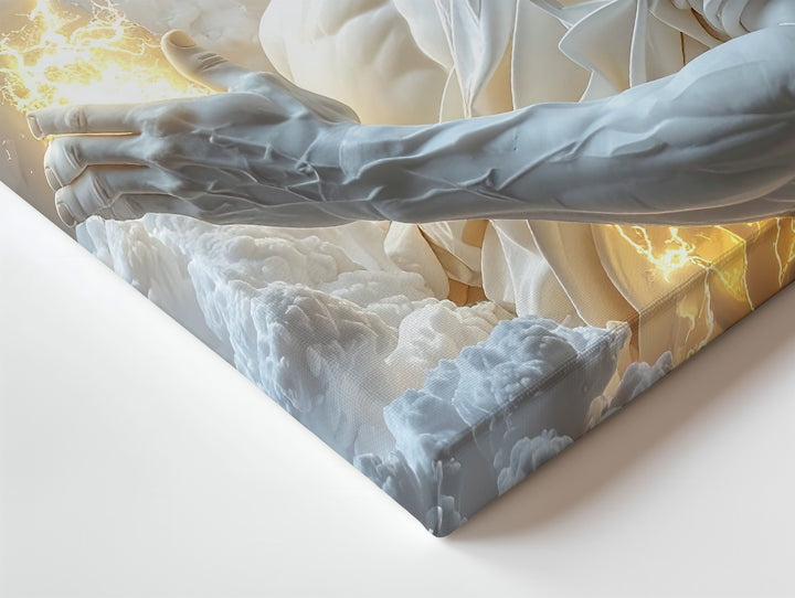 Zeus Divine Power Canvas – Glowing Digital Sculpture with Lightning and Clouds - Gifitto