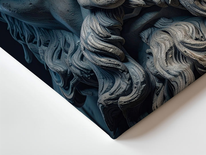 Stone Zeus Bust Canvas – Hyper-Realistic Close-Up with Weathered Features - Gifitto