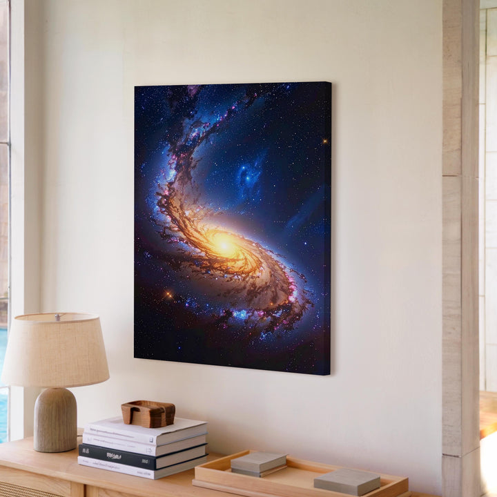 Spiral Galaxy Canvas – Vibrant Cosmic Art with Glowing Nebulae and Stars - Gifitto