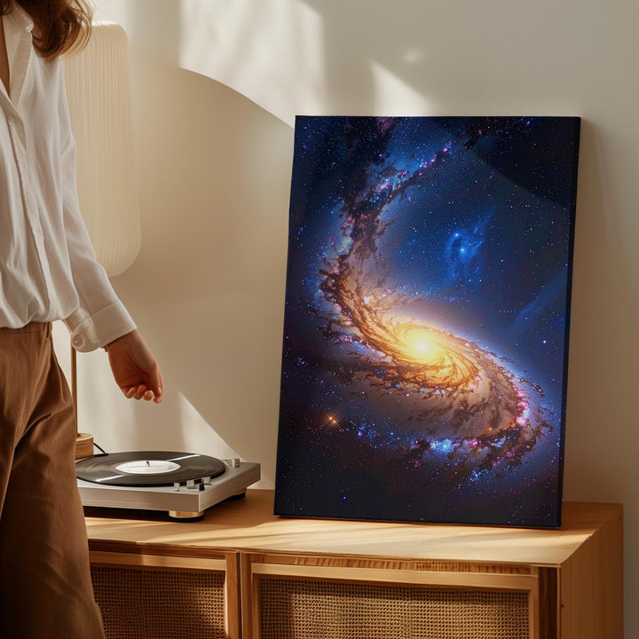 Spiral Galaxy Canvas – Vibrant Cosmic Art with Glowing Nebulae and Stars - Gifitto