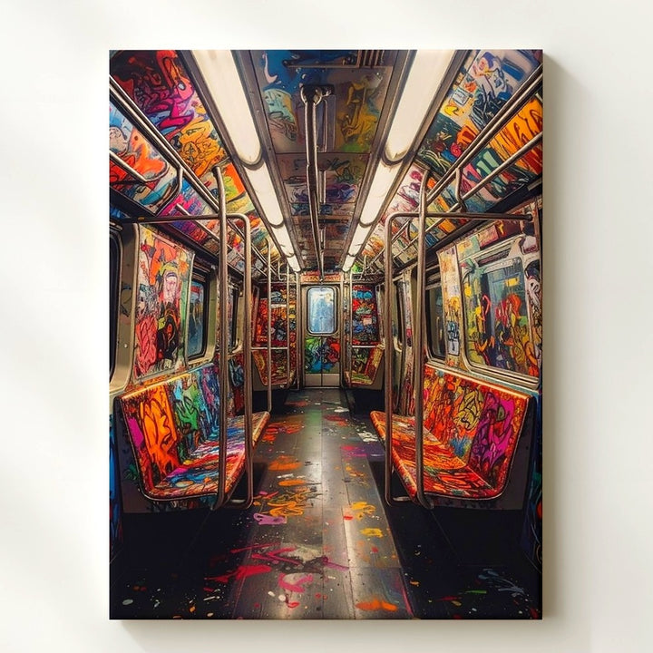 Graffiti Subway Train Canvas – Urban Street Art Interior Photography - Gifitto