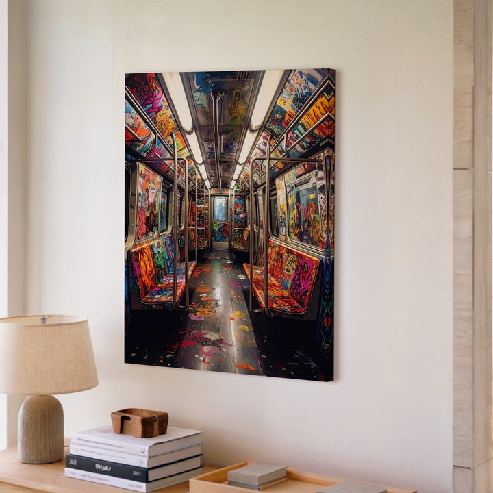 Graffiti Subway Train Canvas – Urban Street Art Interior Photography - Gifitto