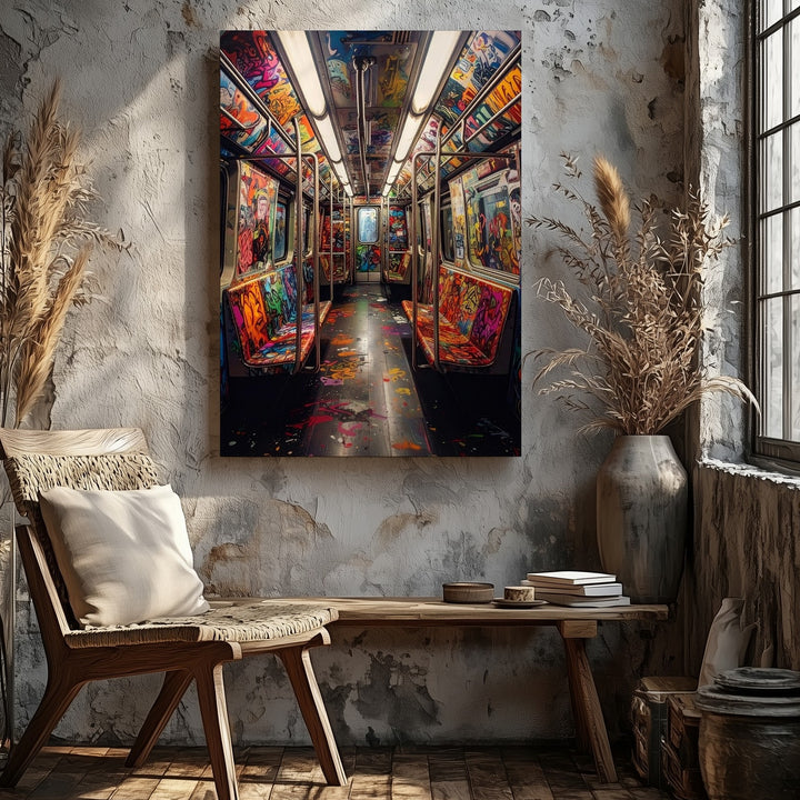 Graffiti Subway Train Canvas – Urban Street Art Interior Photography - Gifitto