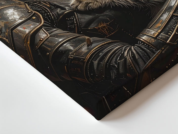 Alien Protector Canvas – Humanoid Alien in Armor with Small Kitten - Gifitto