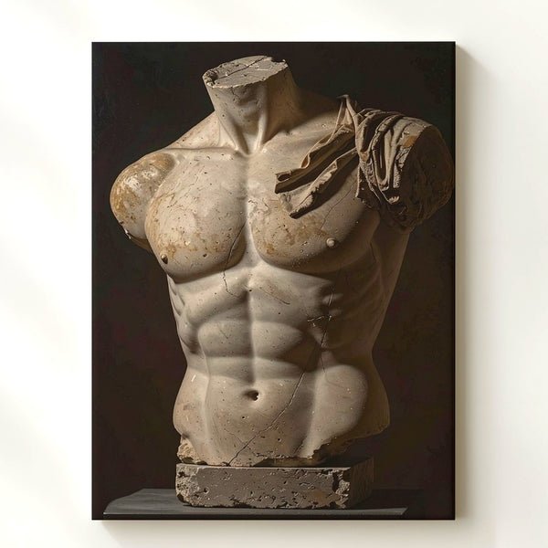 Fragmented Torso Canvas – Classical Male Sculpture in Marble - Gifitto
