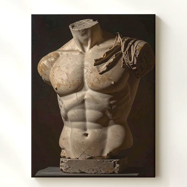 Fragmented Torso Canvas – Classical Male Sculpture in Marble - Gifitto