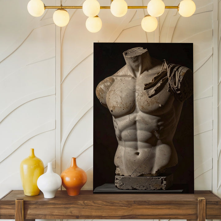 Fragmented Torso Canvas – Classical Male Sculpture in Marble - Gifitto