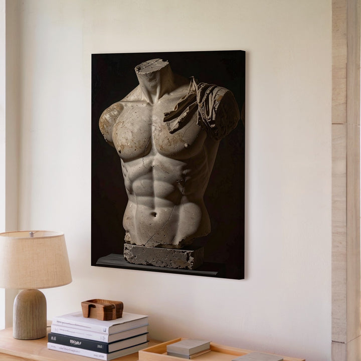 Fragmented Torso Canvas – Classical Male Sculpture in Marble - Gifitto