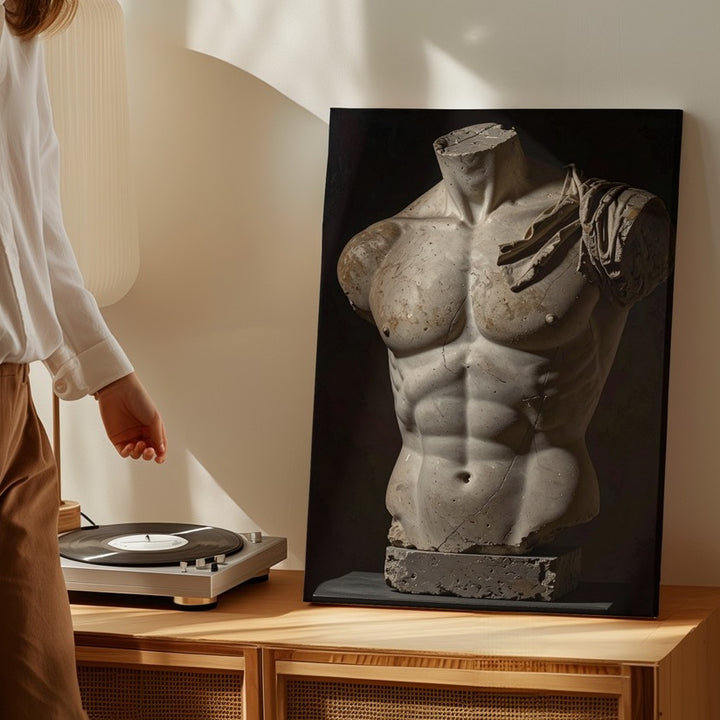 Fragmented Torso Canvas – Classical Male Sculpture in Marble - Gifitto