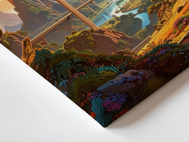 Futuristic Bridge to Utopia Canvas – Connecting Cities on an Alien Planet - Gifitto