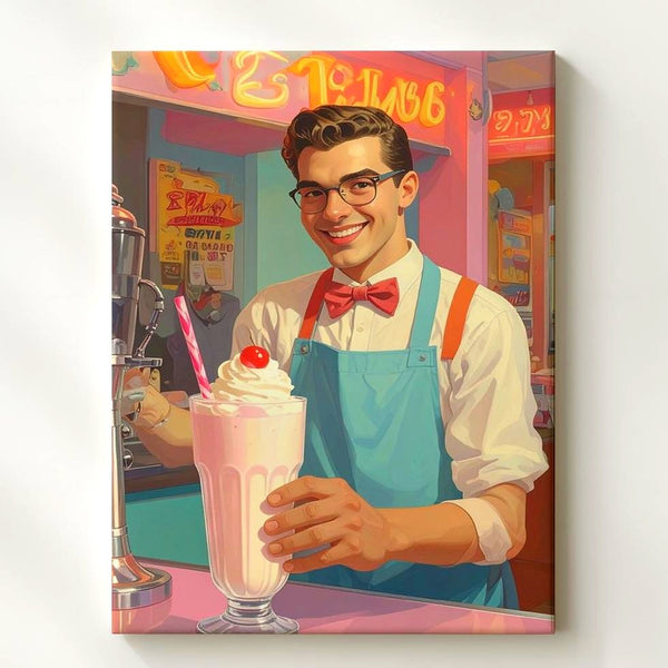 1950s Diner Milkshake Canvas – Retro Americana with Vintage Charm - Gifitto