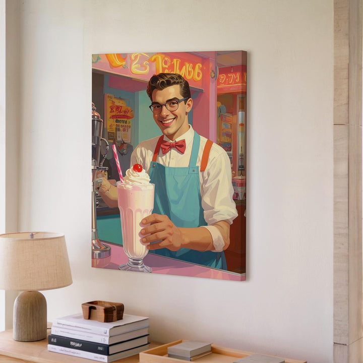 1950s Diner Milkshake Canvas – Retro Americana with Vintage Charm - Gifitto