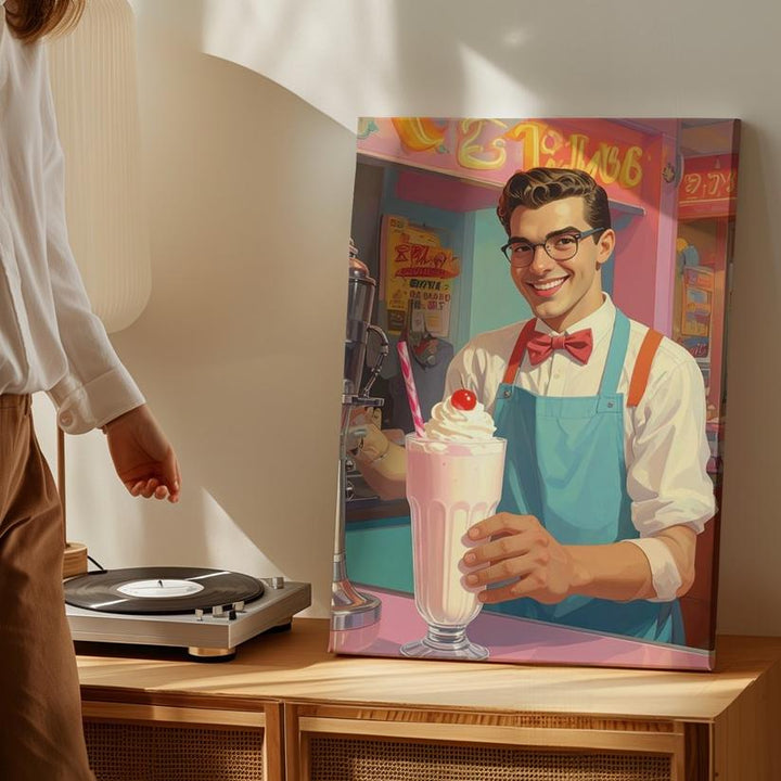 1950s Diner Milkshake Canvas – Retro Americana with Vintage Charm - Gifitto