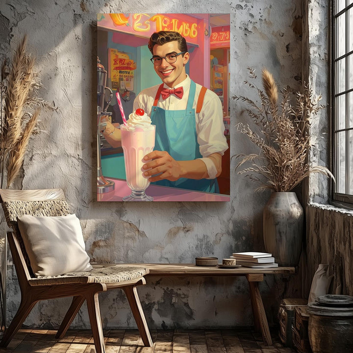 1950s Diner Milkshake Canvas – Retro Americana with Vintage Charm - Gifitto