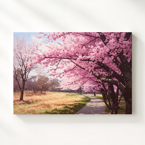 Cherry Blossom Path Canvas – Tranquil Spring Park Scene Wall Art - Gifitto
