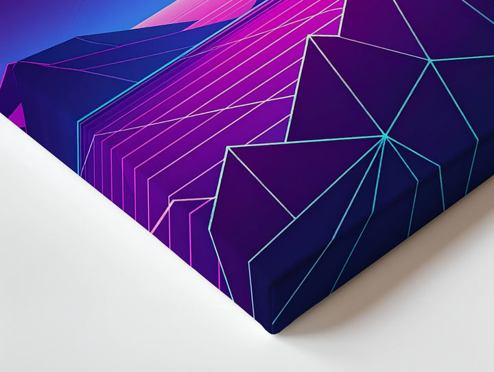 Neon Mountain Range Canvas – Retro-Futuristic Low-Poly Landscape Art - Gifitto