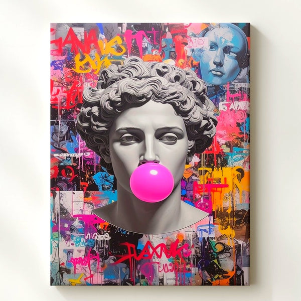 Classical Bust with Bubblegum Canvas – Graffiti and Pop Culture Fusion - Gifitto