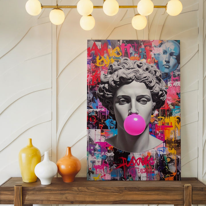 Classical Bust with Bubblegum Canvas – Graffiti and Pop Culture Fusion - Gifitto