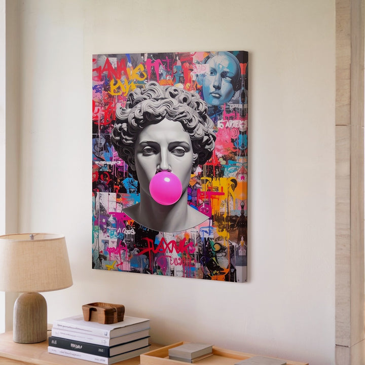 Classical Bust with Bubblegum Canvas – Graffiti and Pop Culture Fusion - Gifitto