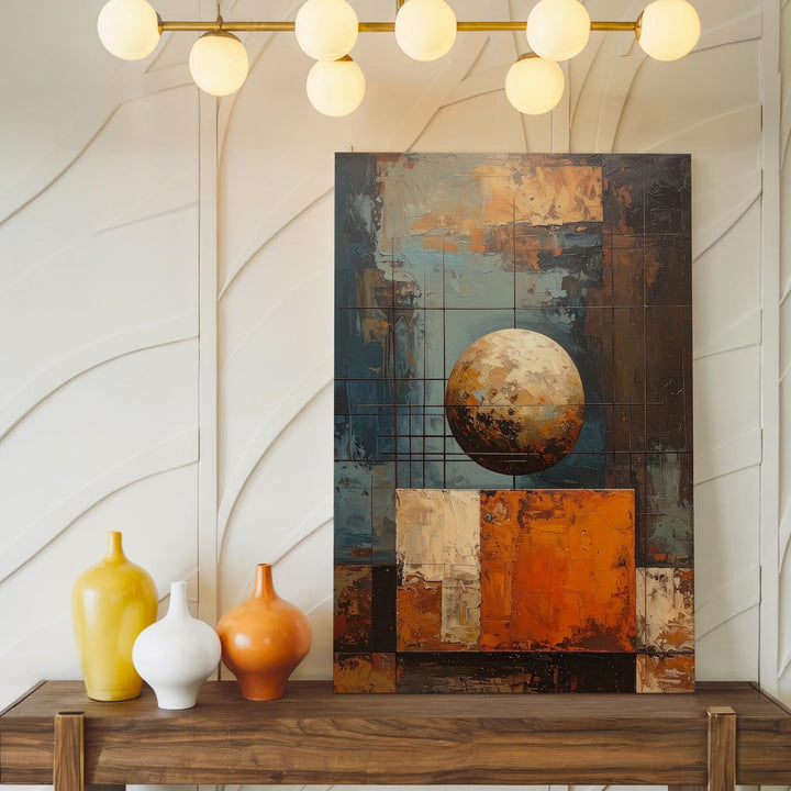 Abstract Industrial Balance Canvas – Textured Modern Composition - Gifitto