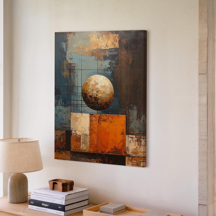 Abstract Industrial Balance Canvas – Textured Modern Composition - Gifitto