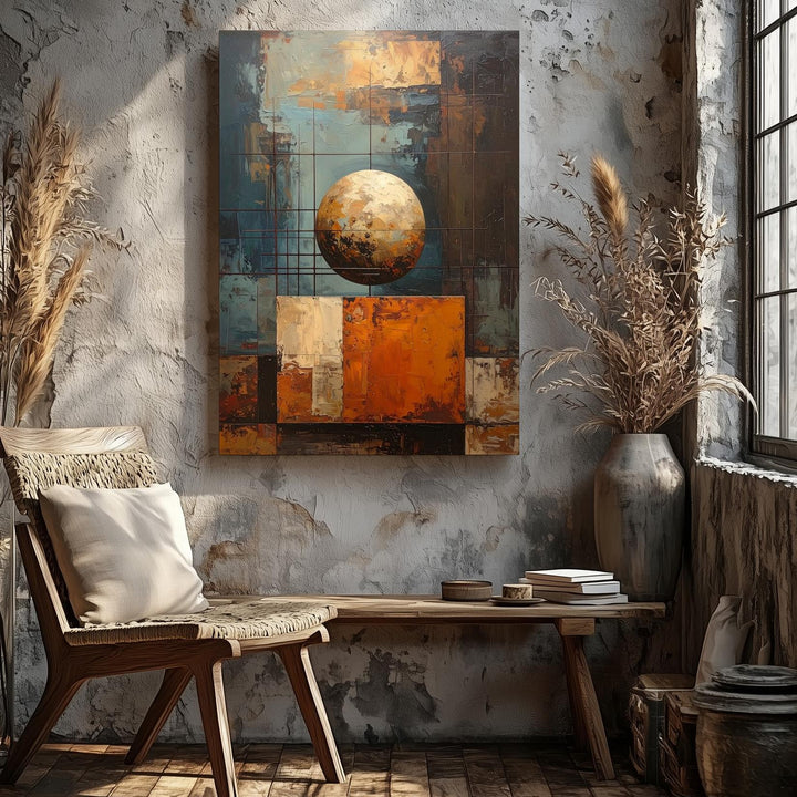 Abstract Industrial Balance Canvas – Textured Modern Composition - Gifitto