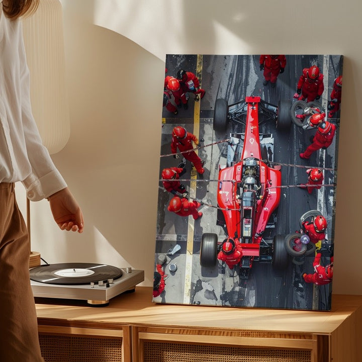 Formula 1 Pit Stop Canvas – High-Speed Racing Action Art - Gifitto