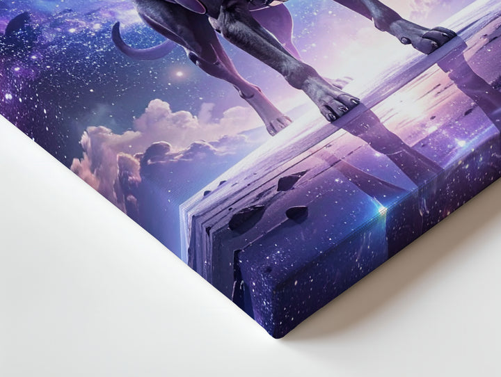 Cosmic Robot Dog Canvas – Futuristic Robotic Canine in a Galactic Landscape - Gifitto